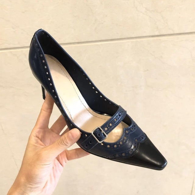 New Hot Sale Shoes Women Sexy Party Women Pumps Genuine Leather High Heels Shallow Pointed Toe Women Pumps - LiveTrendsX