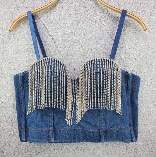Runway Jeans Crop Top Luxury Blue
