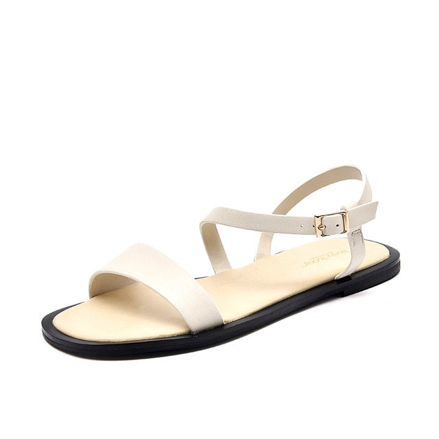 Flat Sandals Women Genuine Calf Leather Gladiator Lady Summer Strap Casual Shoes for Female Handmade - LiveTrendsX