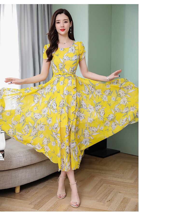 Loose Mid Dress Short Sleeve 3XL Plus Size O Neck summer dress female 2020 new temperament Print beach dresses - LiveTrendsX