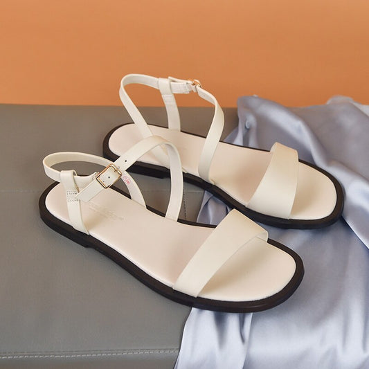 Flat Sandals Women Genuine Calf Leather Gladiator Lady Summer Strap Casual Shoes for Female Handmade - LiveTrendsX