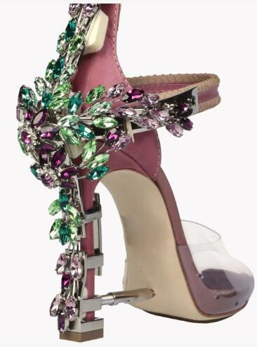 Open Toe Padlock Spiked High Heels Transparent PVC Rihanna Style Crystal Sandal Rhinestones Party Wedding Shoes - LiveTrendsX