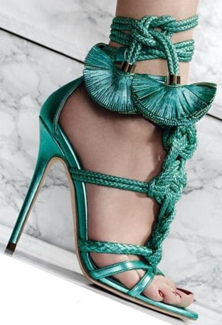 Sexy Rope Knot High Heel Sandals - LiveTrendsX