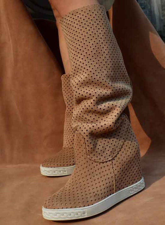 身長アップカラーダウンスリップオンロングブーツ