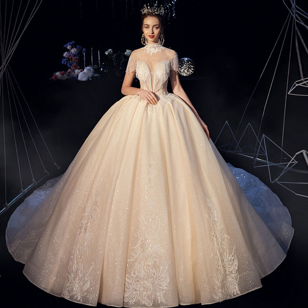 Custom Made All Over Shiny Beading Gorgeous Ball Gown Wedding Dresses Plus Size Alibaba China Vestido De Noiva Princesa - LiveTrendsX