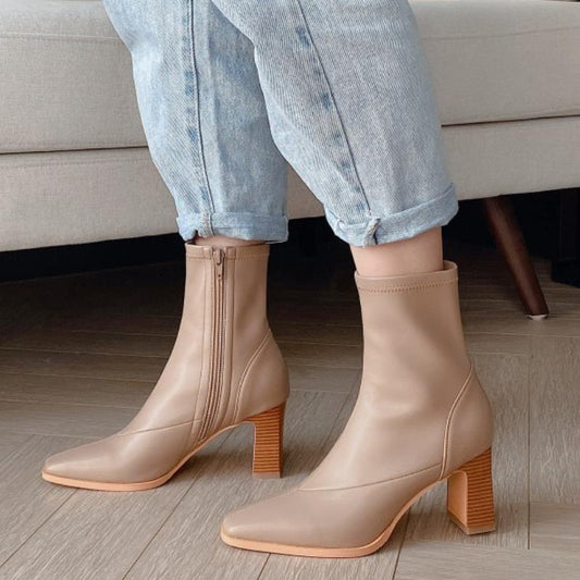 Woman Half Short Boots Women High Heel Shoes Woman Platform Thick Heel Shoes Short Boots Woman Footwear Size 33-40 - LiveTrendsX