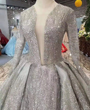 Load image into Gallery viewer, Silver Glitter Long Sleeves Ball Gowns Evening Dresses for Women 2020 Colorful Sparkling Event Formal Prom Party for Women - LiveTrendsX
