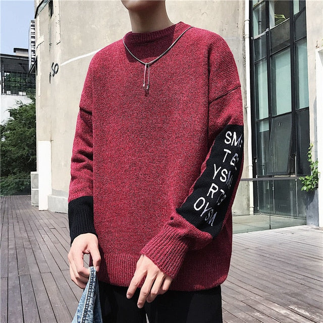 Korean Men's O neck Long Sleeve Sweaters 2020 Autumn Man Casual Knitted Pullovers Warm Tops Oversized Male Clothes - LiveTrendsX