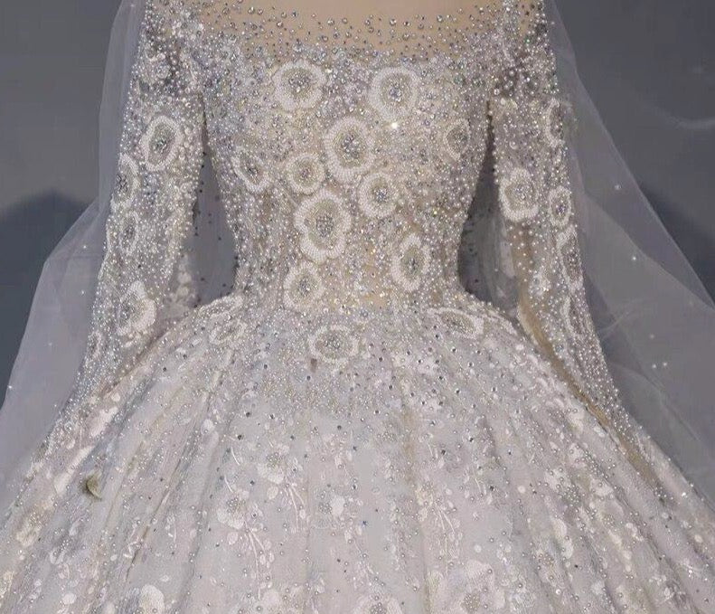 Stunning Real Work Wedding Dress 2020 Dubai robe de soiree Luxury Bridal Gown New Arrival Pearl Crystal Stone Beading - LiveTrendsX