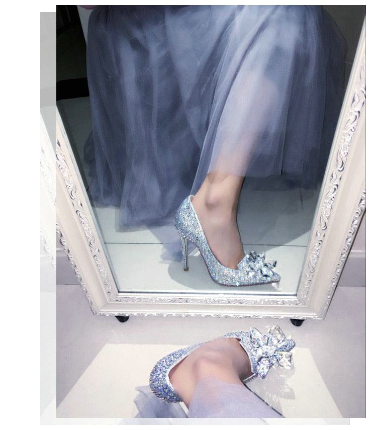 シンデレラシューズ ラインストーン ハイヒール レディース パンプス