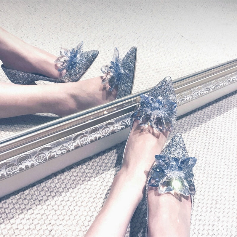 シンデレラシューズ ラインストーン ハイヒール レディース パンプス