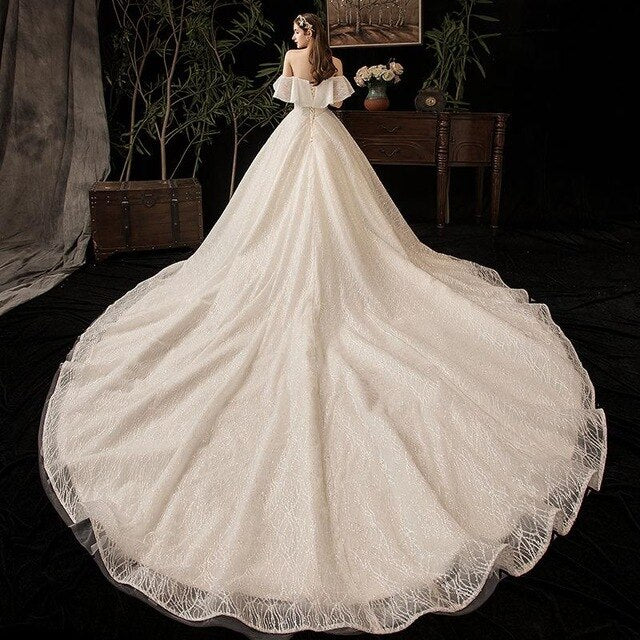 Lace Wedding Dresses Off The Shoulder Appliques Bride Dress Princess Wedding Gown - LiveTrendsX