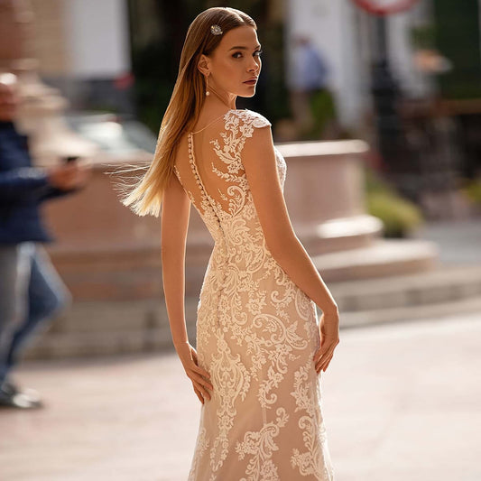 Custom Made Appliques Mermaid Wedding Dress With Beading Tulle Detachable Train 2 Pieces In 1 vestido de noiva 2 em 1 - LiveTrendsX