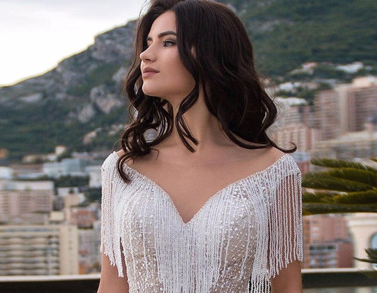 Custom Made Shiny Ball Gown Wedding Dresses Plus Size Vestidos Elegantes O-neck Pearls Up Beading Princess Bridal Dresses - LiveTrendsX