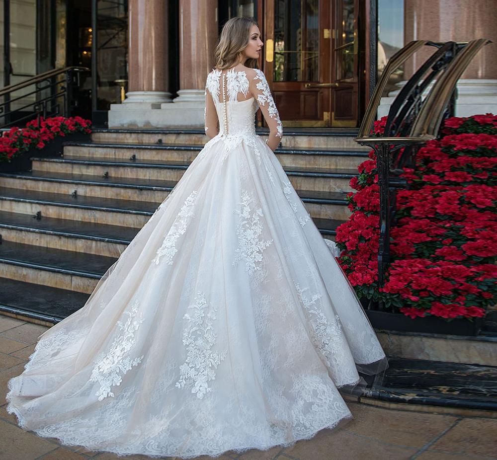 New Arrivals Appliques Lace Princess Wedding Dresses Vestiti Da Sposa Long Sleeve Bridal Gowns Plus Size - LiveTrendsX