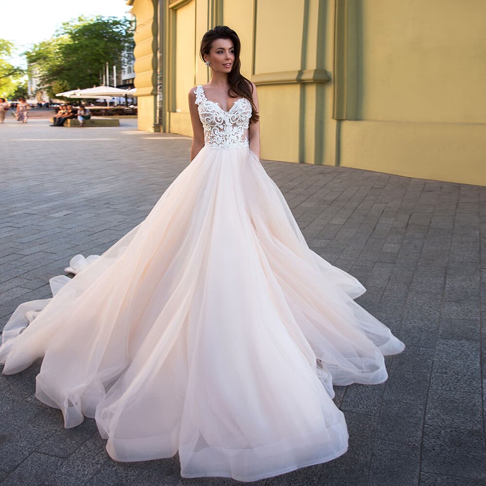 Princess Ball Gown Wedding Dresses Plus Size Vestido De Noiva Princesa Zipper Up Back Beading Appliques See Through Bridal Gowns - LiveTrendsX