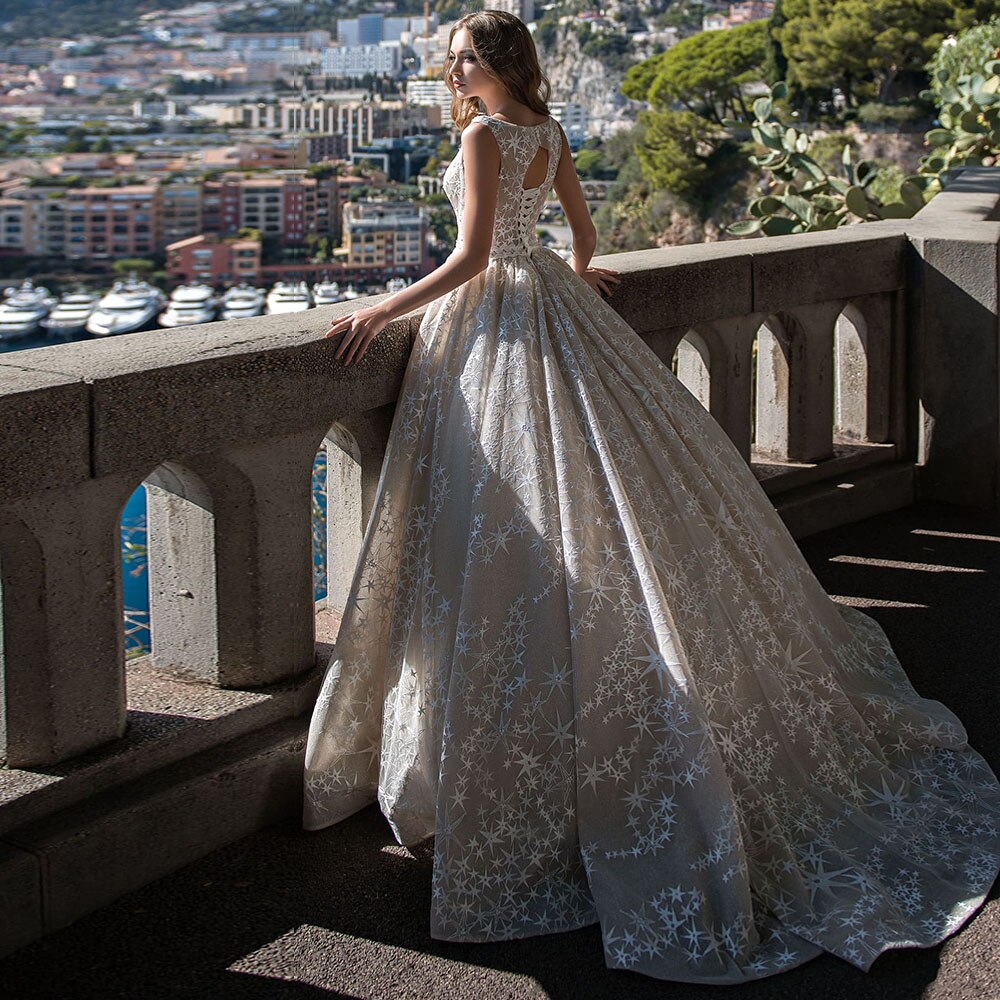 New Arrivals Beading Waist Lace A-line Wedding Dress Vestido De Novia Renda O-neck Sleeve Floor Length Bridal Gowns Plus Size - LiveTrendsX