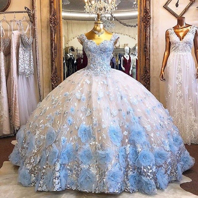 Light Sky Blue Ball Gown Quinceanera Dresses Beads 3D Flowers Off Shou – LiveTrendsX Light Sky Blue Ball Gown Quinceanera Dresses Beads 3D Flowers Off Shou – LiveTrendsX