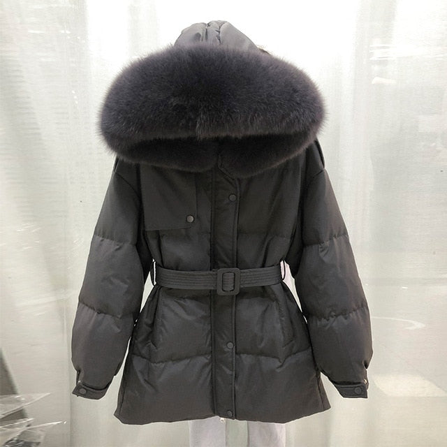 Big Real Raccoon Fur 2020 High Quality Winter Short Women's Jacket 90% White Duck Down Coat Warm Hooded Female Thick Warm Parka - LiveTrendsX