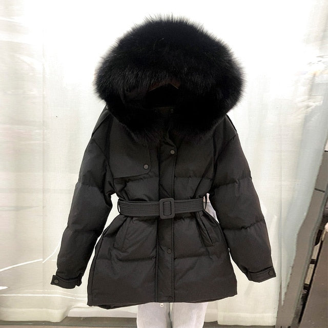 Big Real Raccoon Fur 2020 High Quality Winter Short Women's Jacket 90% White Duck Down Coat Warm Hooded Female Thick Warm Parka - LiveTrendsX