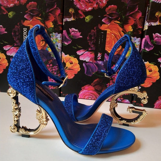 Sexy Womens Clubwear Open Real Leather High Irregular Strange Gold Heels Letter Sandals Shoes Pumps Sequins Bling 7Colors Luxury - LiveTrendsX