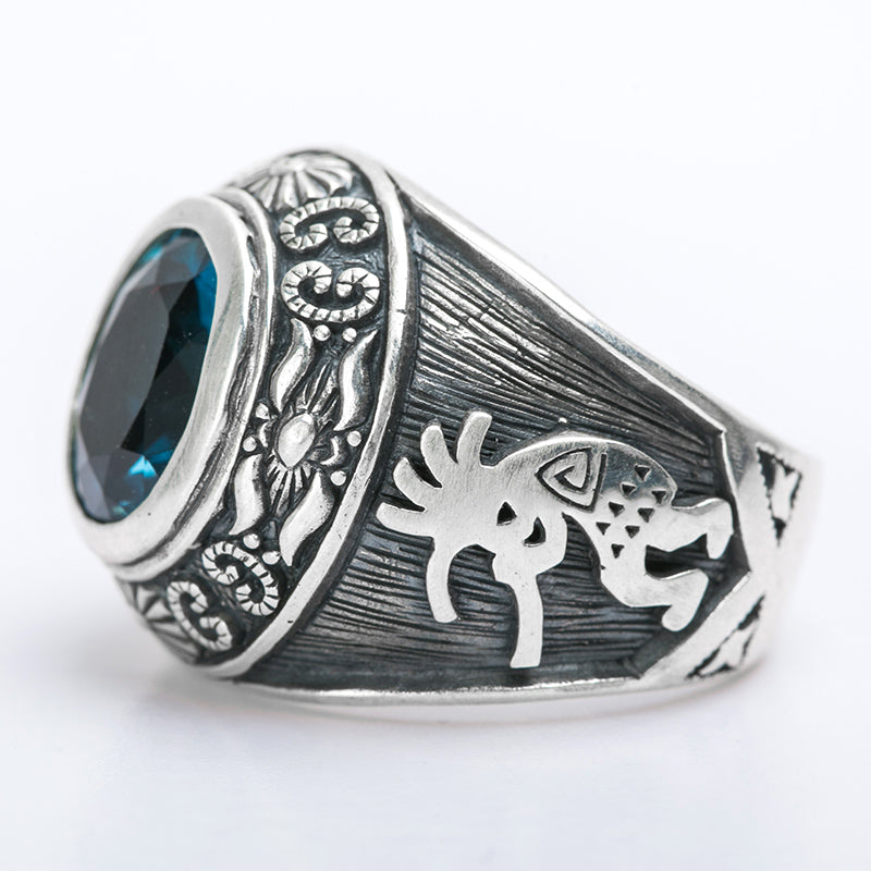 925 ハンドメイド シルバー サファイア トパーズ リング