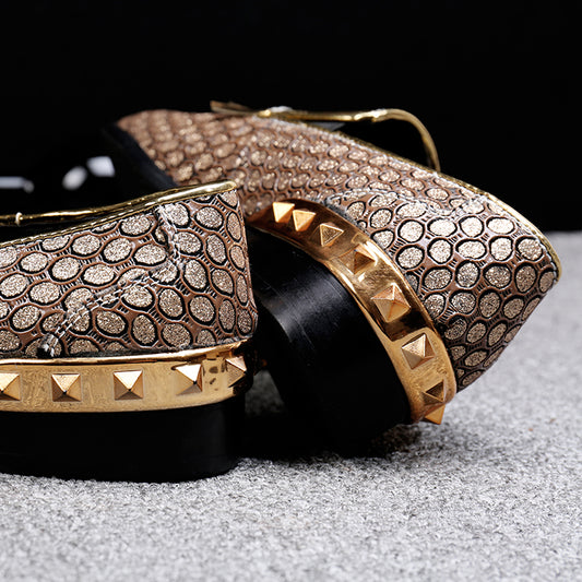 British Handmade Tassel Men Leather Loafers Gold Silver Rivet Party Dress Shoes Men Slip on Casual Shoes Big Size - LiveTrendsX