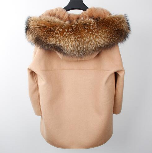New Winter Parka Wool Cashmere Coat Women Fur Jacket Overcoat Collar Hooded Rex Rabbit Fur liner Top Quality - LiveTrendsX