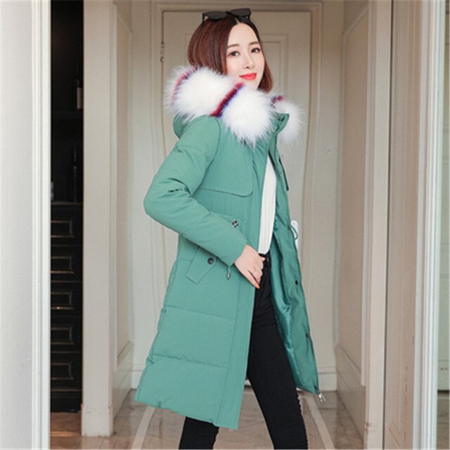 Fashionable women's winter warm hooded cotton winter jacket solid colo ...