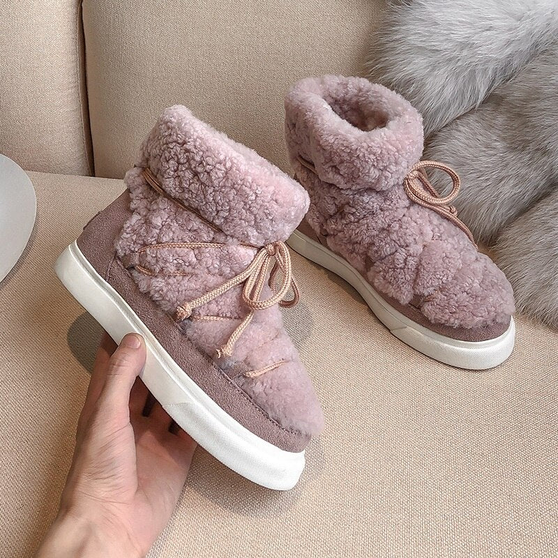 women shoes warm fur ankle boots for women snow boots shoes Russia winter boots female outdoor casual shoes women flats - LiveTrendsX
