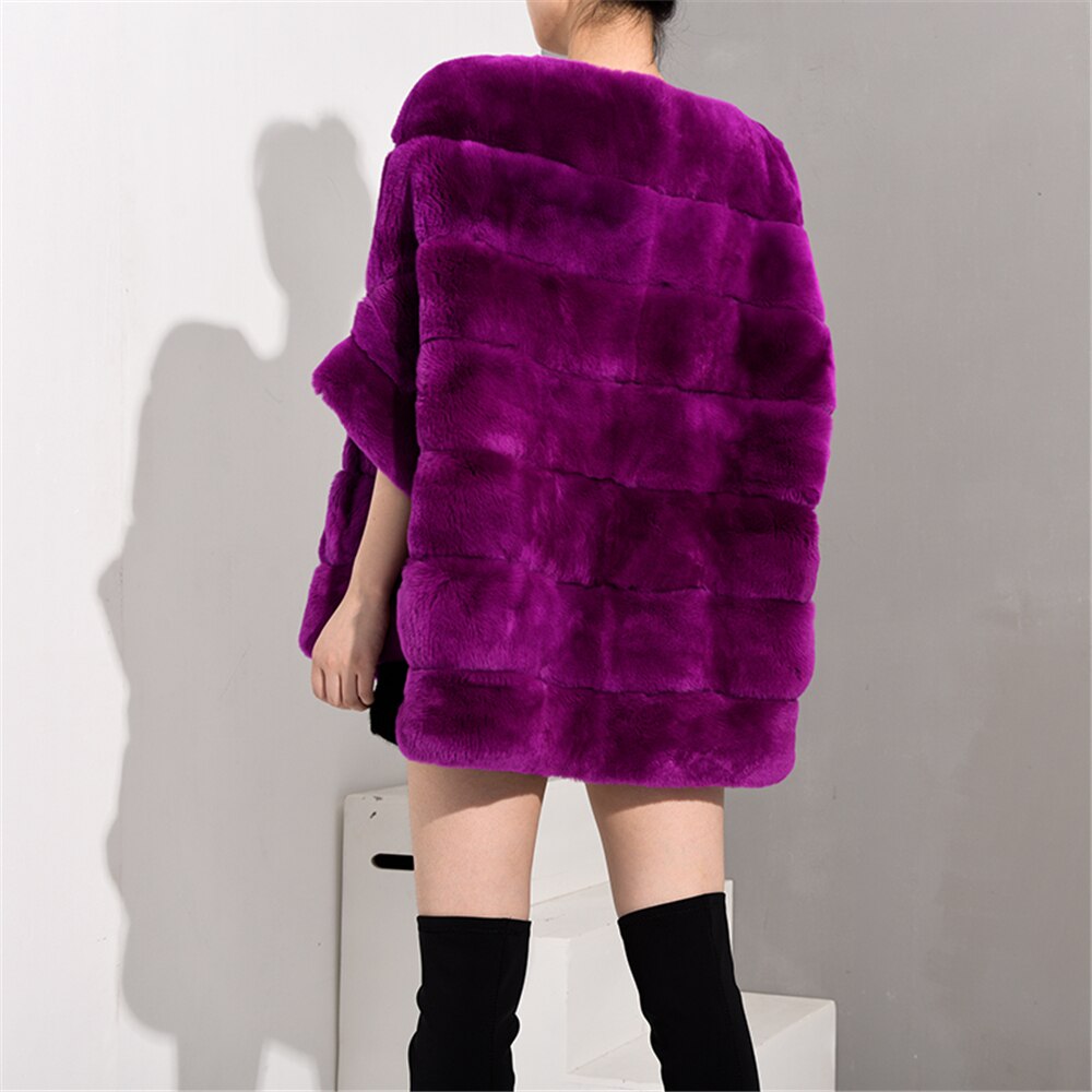 Wine Purple Coat Women Leather Jacket Rex Rabbit Fur Jacket Real Fur Coat Women Plus Size Winter Coat Women Jacket - LiveTrendsX