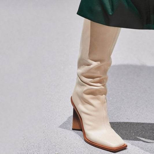 Women Knee Boots New Fashion High Heel Winter Shoes Woman Square Toe Sexy Long Boot Warm Party Footwear Size 35-43 - LiveTrendsX