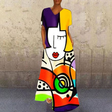 Load image into Gallery viewer, Cartoon Print Party Pocket Maxi Dress
