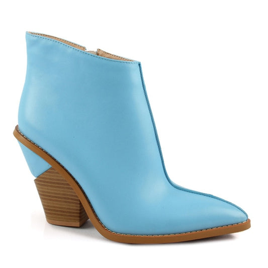 Women Thick High Heels Pointed Toe Western Cowboy Boots Female Black Blue Leather Shoes for Lady 2020 - LiveTrendsX