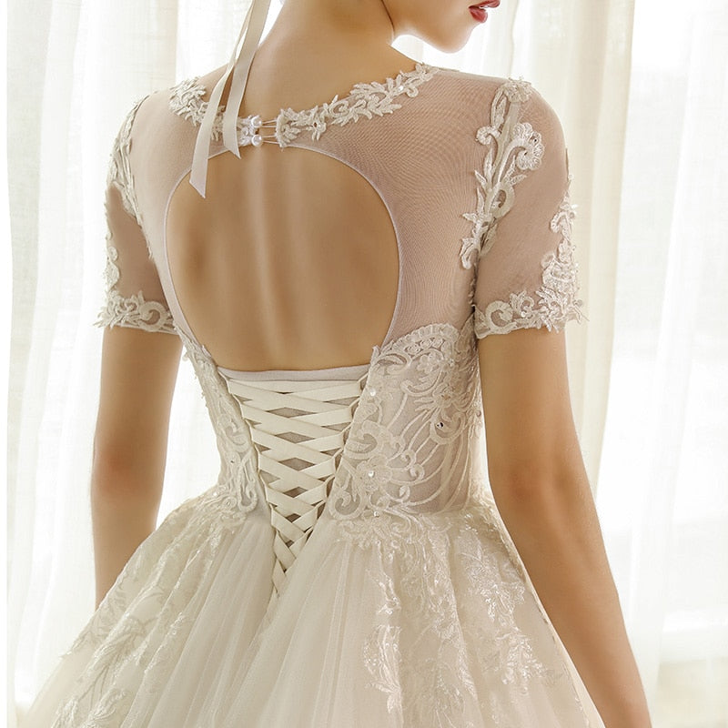 wedding dress ball gown 2020 bride elegant long dress women appliques for ties lace princess cut - LiveTrendsX