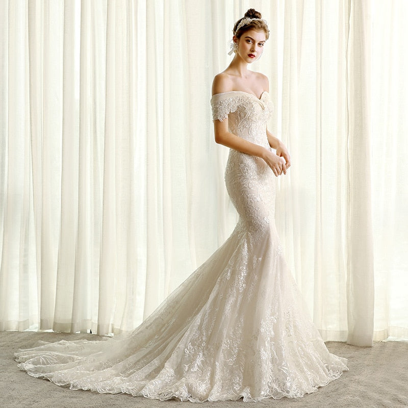 elegant off white wedding dress 2020 mermaid corset bride dresses  lace wedding gowns for woman plus size - LiveTrendsX