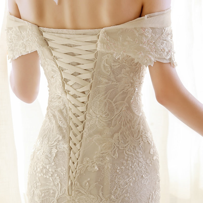 elegant off white wedding dress 2020 mermaid corset bride dresses  lace wedding gowns for woman plus size - LiveTrendsX
