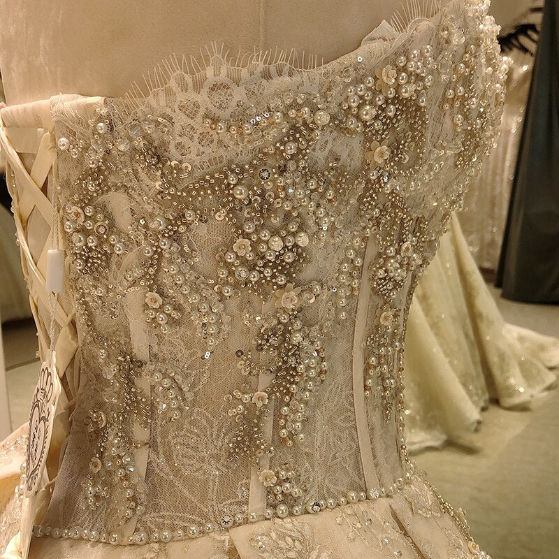 ball gown wedding dress strapless 2020 lace beaded corset elegante church femme luxury modest - LiveTrendsX