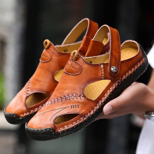 New Summer Men Sandals High Quality Genuine Leather - LiveTrendsX