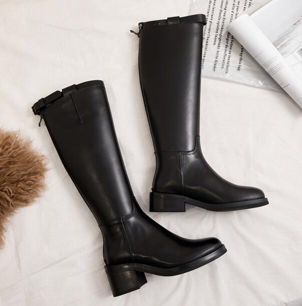 Women Genuine Leather Boots fashion Handmade Classic pointed toe European and American fashion women's knee-high boots - LiveTrendsX