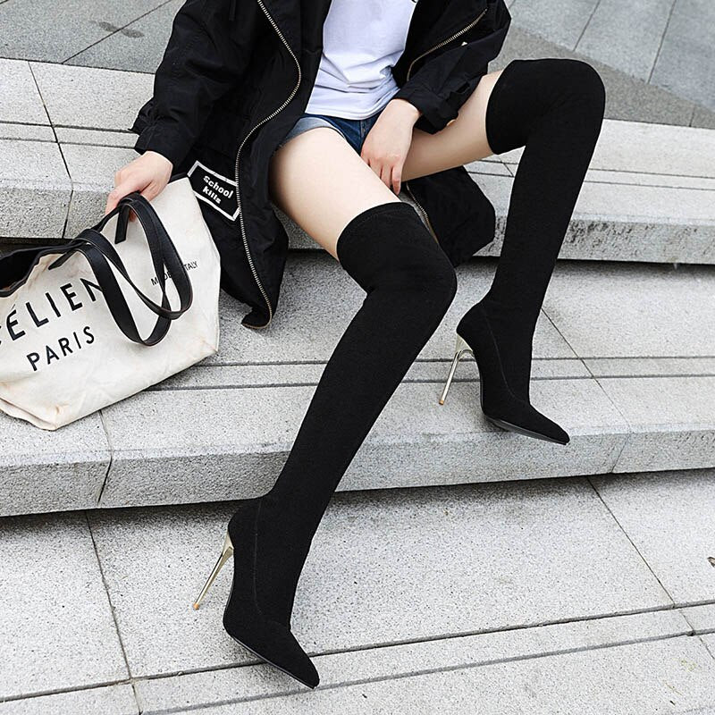 オーバーニーハイヒールブーツレディース