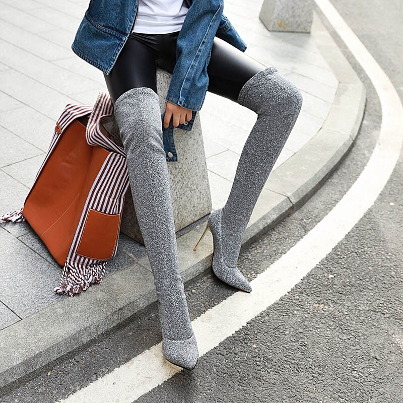 オーバーニーハイヒールブーツレディース