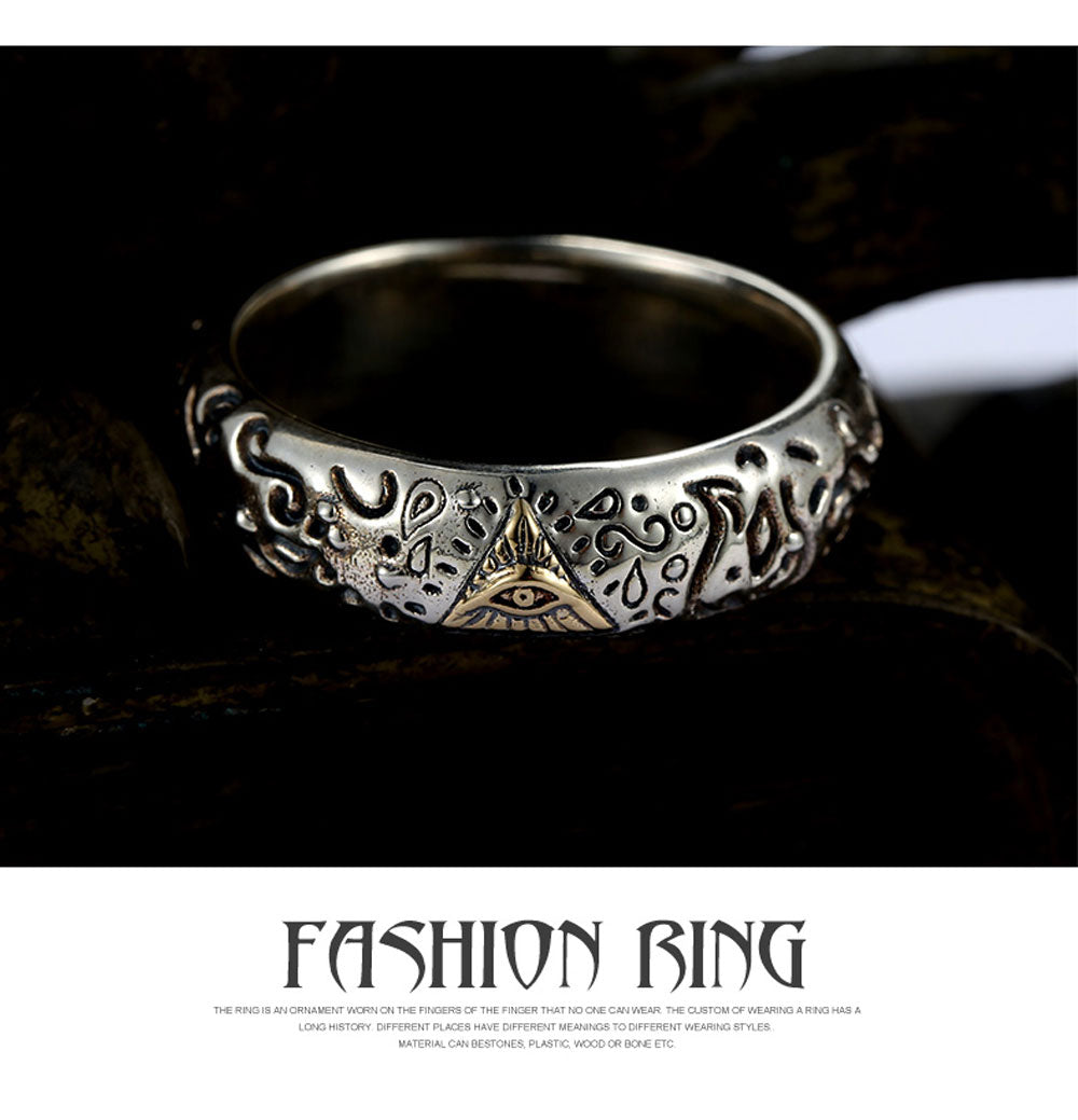 Ring Genuine 925 Silver Eye Of God Personality Ring 9 K