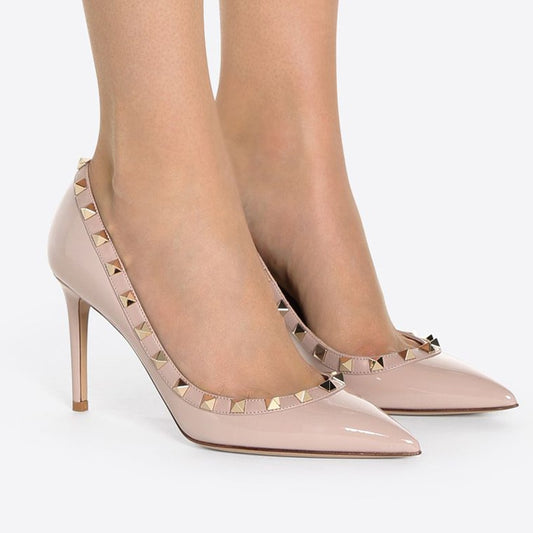 Sexy Rivets Pumps Shoes Patent Leather Women