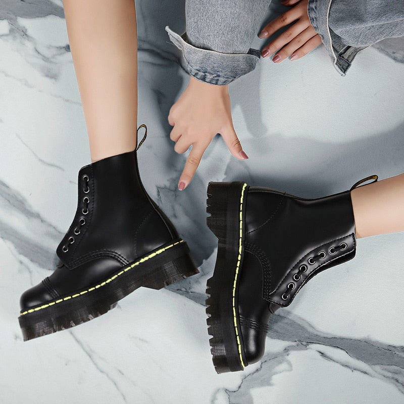Women Ankle Boots Women High Quality Genuine Leather Boots Martens Autumn Botas Mujer Female Comfortable Shoes - LiveTrendsX