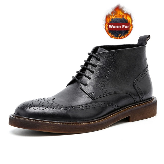 Mens Platform Brogue Casual Ankle  Lace Up dress  boots