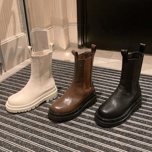 レディース本革チェルシーブーツ