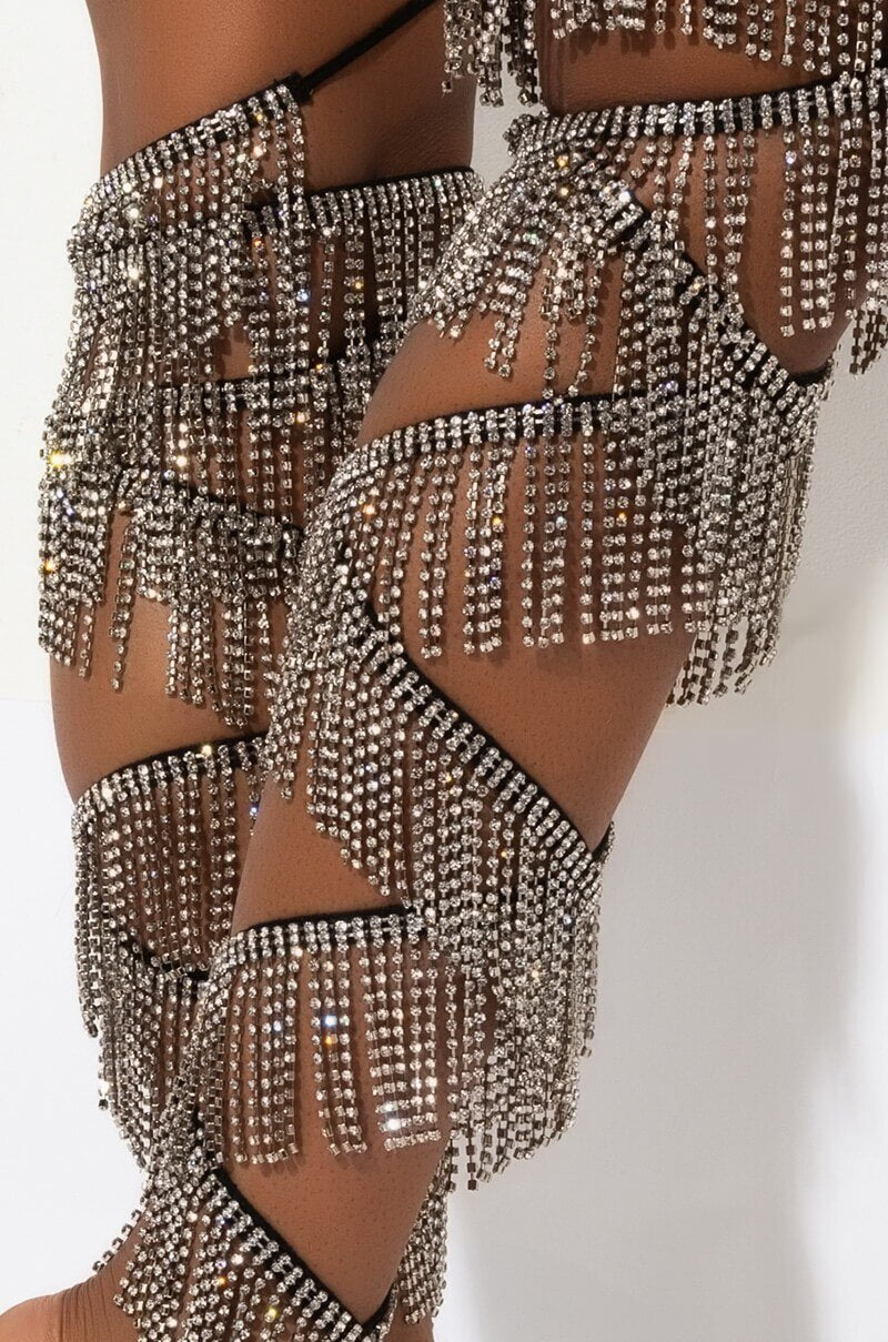 Diamond Tassel Thigh High Sandals