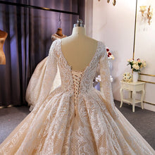 Load image into Gallery viewer, white wedding dress with long sleeves full beading - LiveTrendsX
