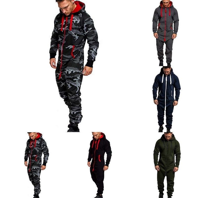 Men's Hooded Jumpsuit Casual Suits